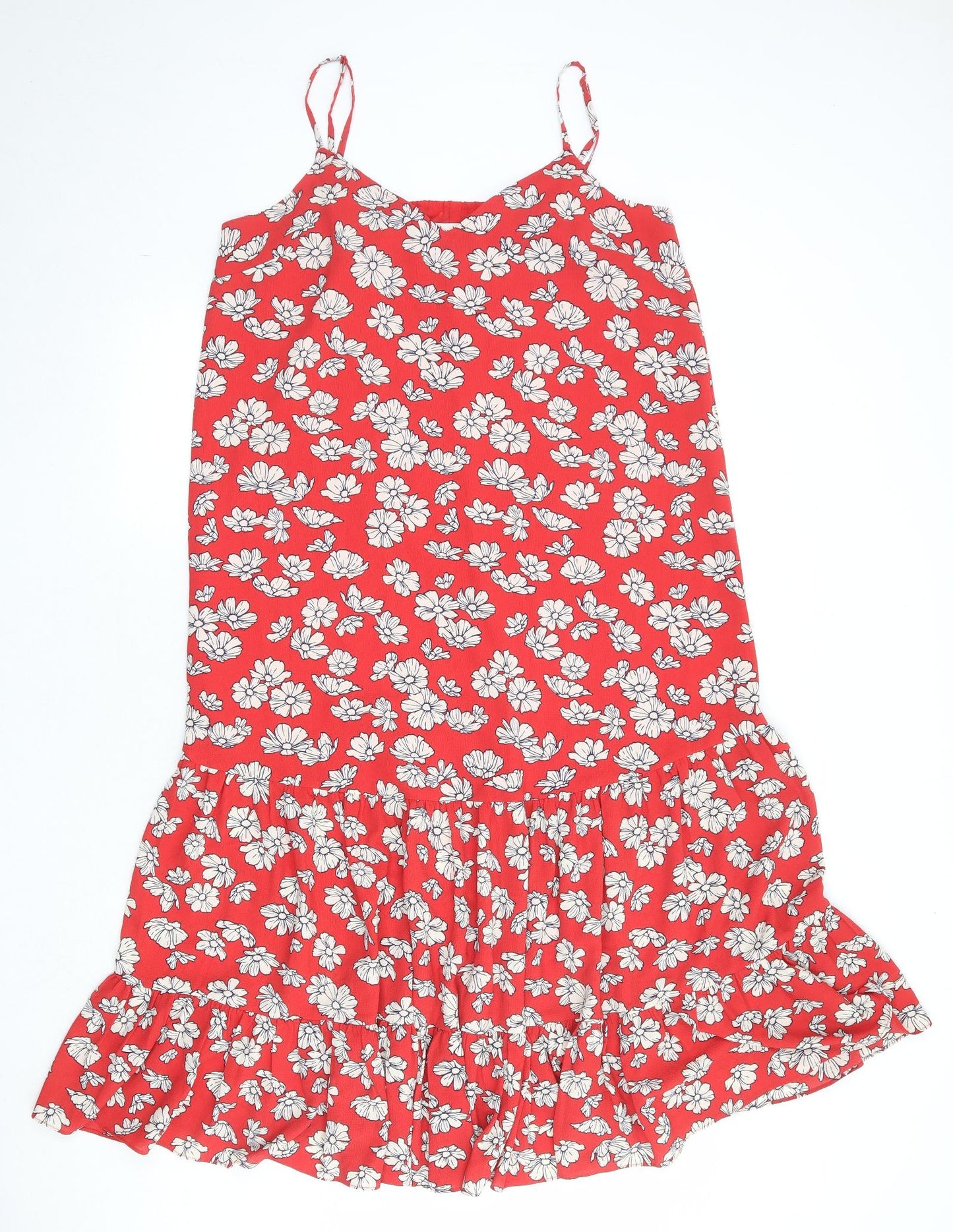Hush Womens Red Floral Polyester Slip Dress Size 12 V-Neck Pullover