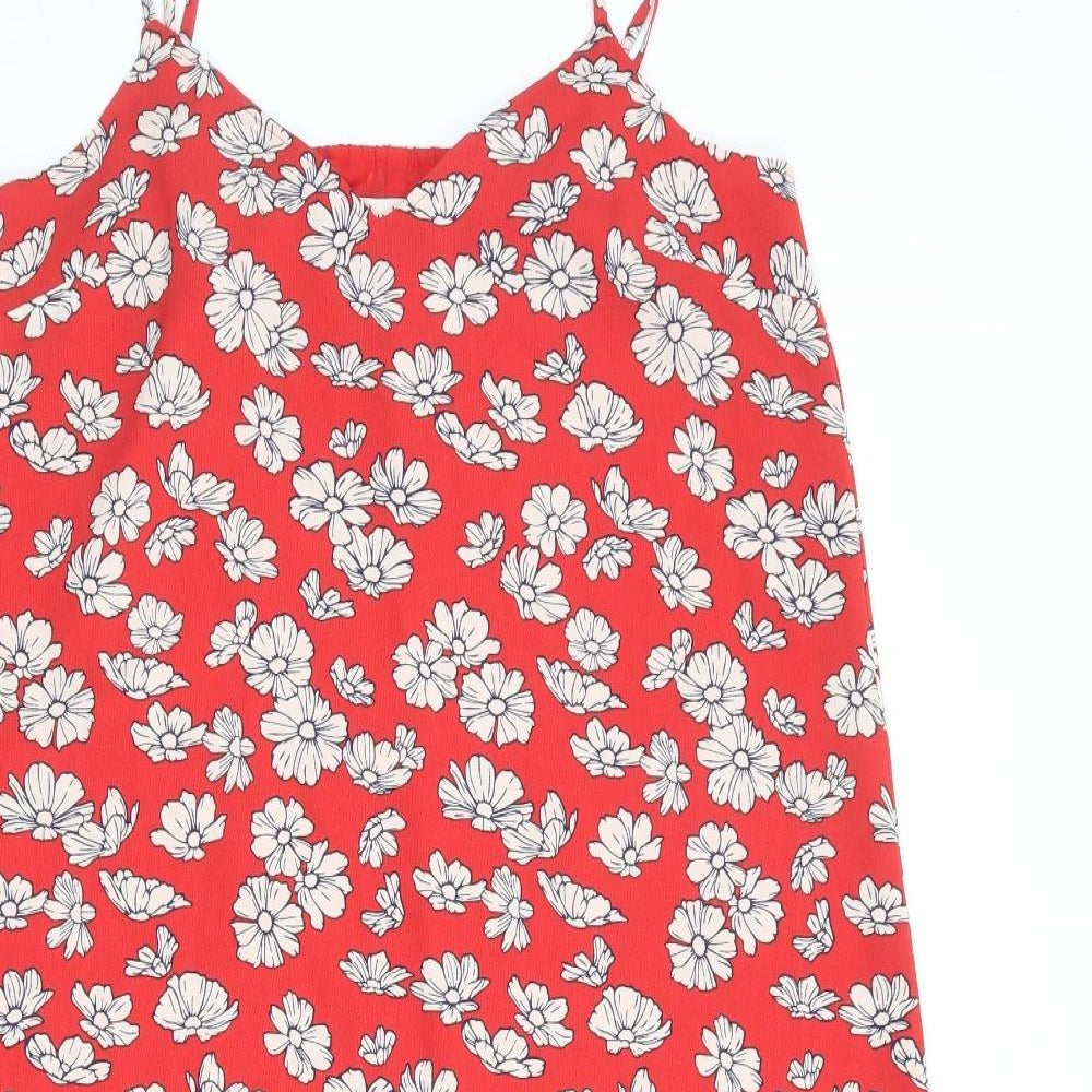 Hush Womens Red Floral Polyester Slip Dress Size 12 V-Neck Pullover