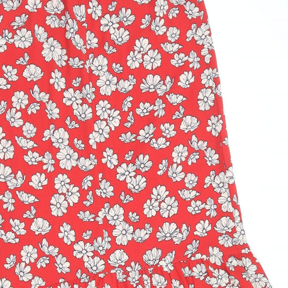 Hush Womens Red Floral Polyester Slip Dress Size 12 V-Neck Pullover