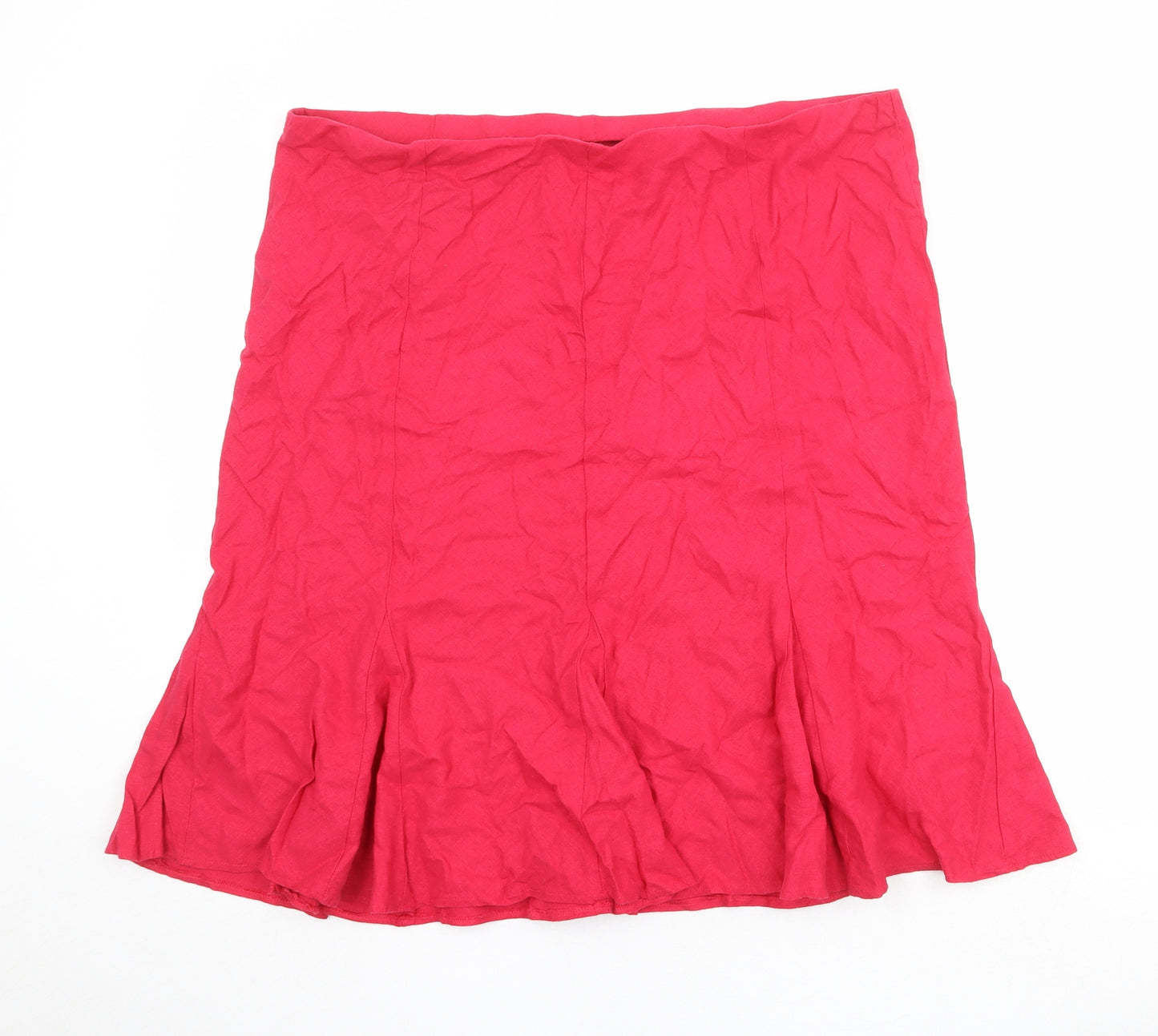 Marks and Spencer Womens Pink Linen Swing Skirt Size 20