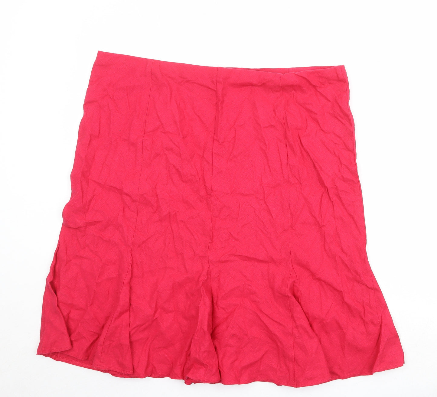 Marks and Spencer Womens Pink Linen Swing Skirt Size 20