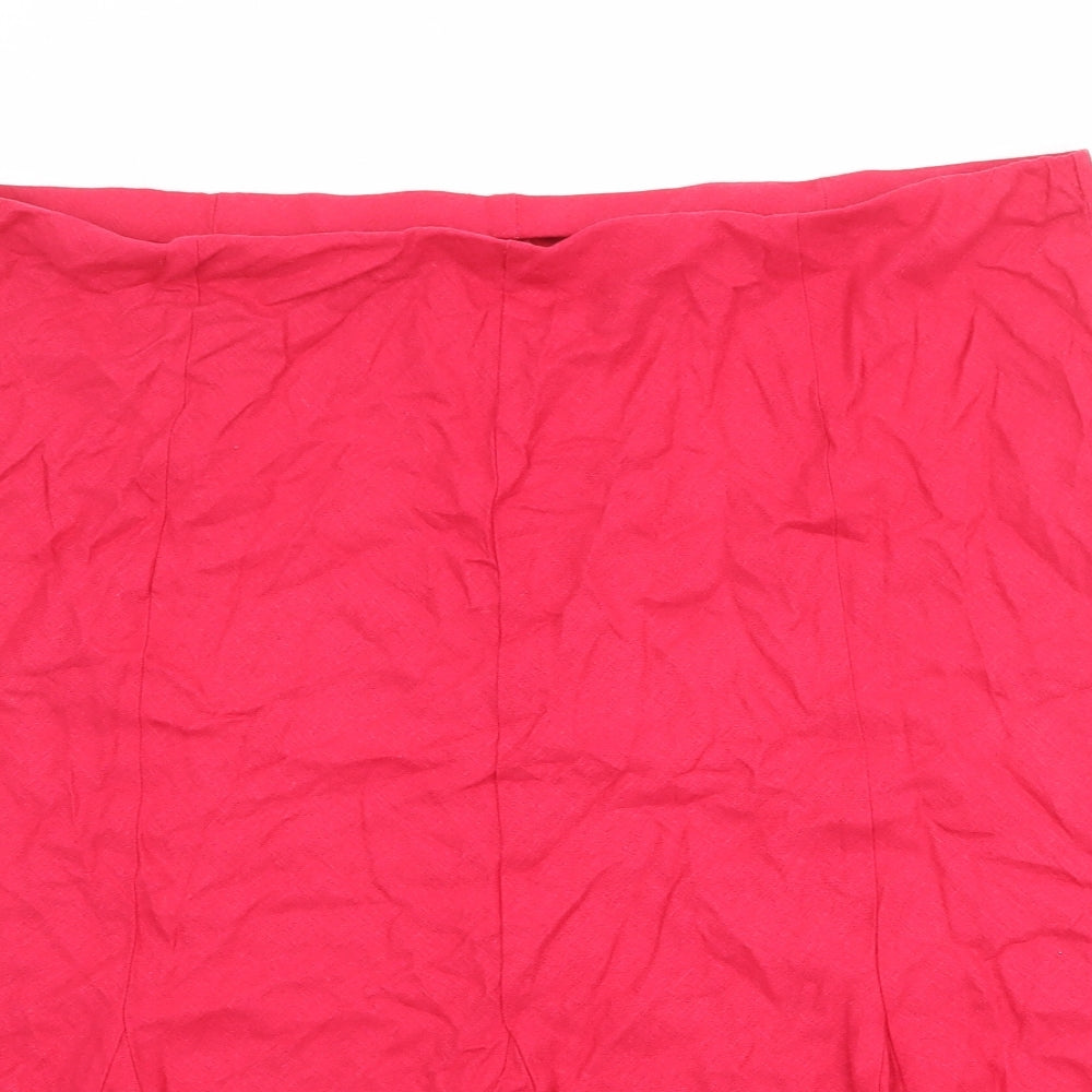 Marks and Spencer Womens Pink Linen Swing Skirt Size 20