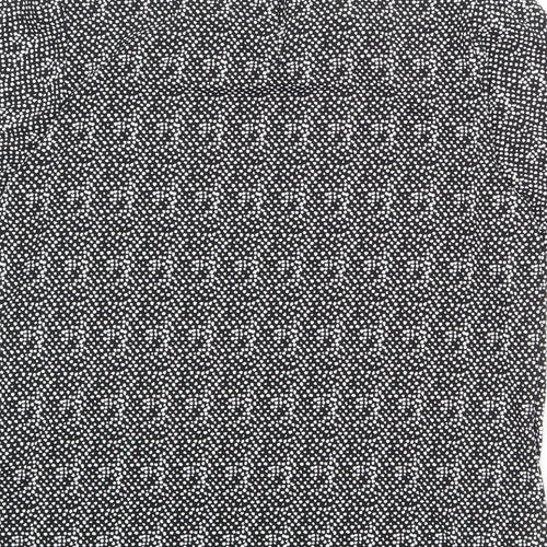 Adrianna Papell Womens Black Geometric Polyester Basic Blouse Size M Round Neck