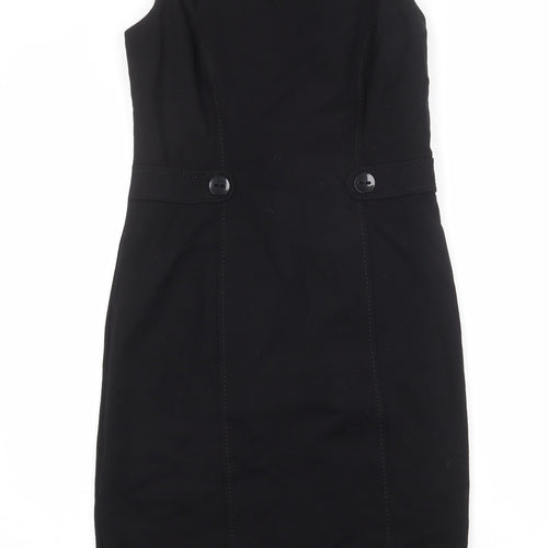 Gerry Weber Womens Black Viscose A-Line Size 10 Round Neck Zip