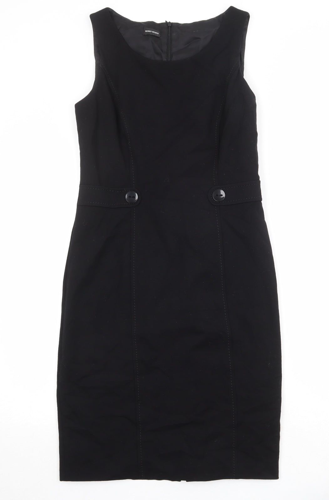Gerry Weber Womens Black Viscose A-Line Size 10 Round Neck Zip