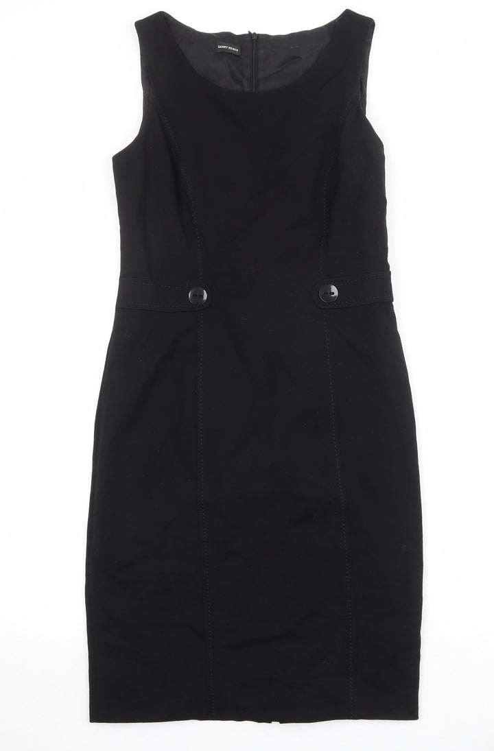 Gerry Weber Womens Black Viscose A-Line Size 10 Round Neck Zip