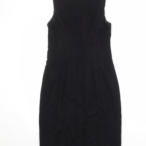 Gerry Weber Womens Black Viscose A-Line Size 10 Round Neck Zip