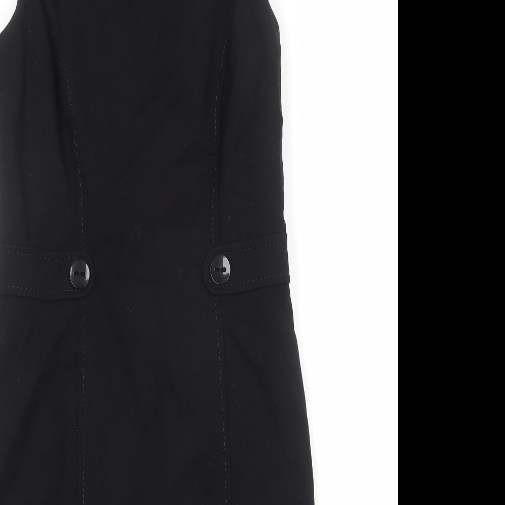 Gerry Weber Womens Black Viscose A-Line Size 10 Round Neck Zip