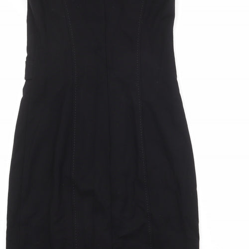 Gerry Weber Womens Black Viscose A-Line Size 10 Round Neck Zip