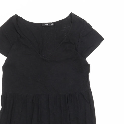 Sportsgirl Womens Black 100% Cotton T-Shirt Dress Size XS V-Neck Pullover