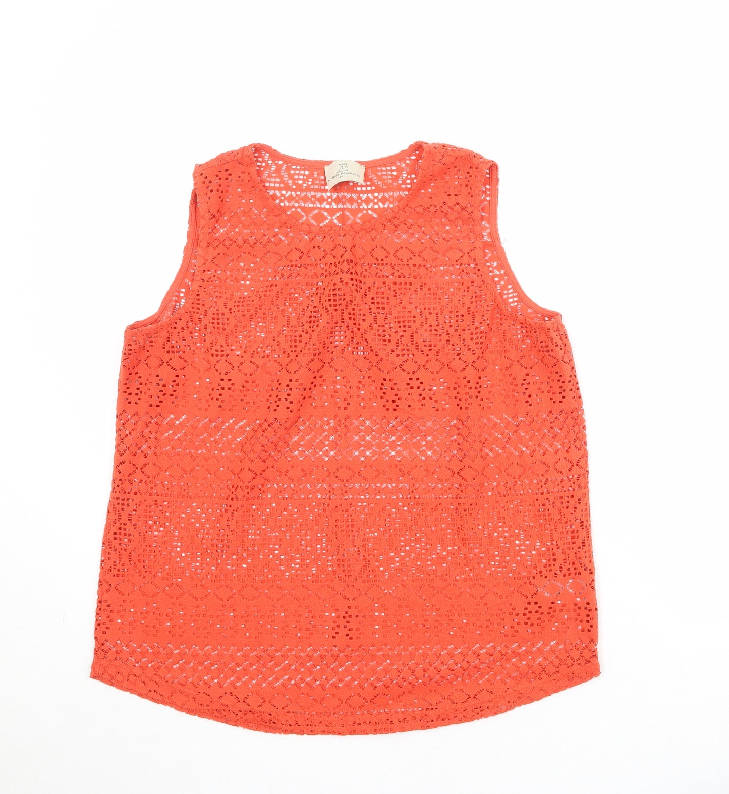 NEXT Womens Orange Polyester Basic Tank Size 14 Round Neck