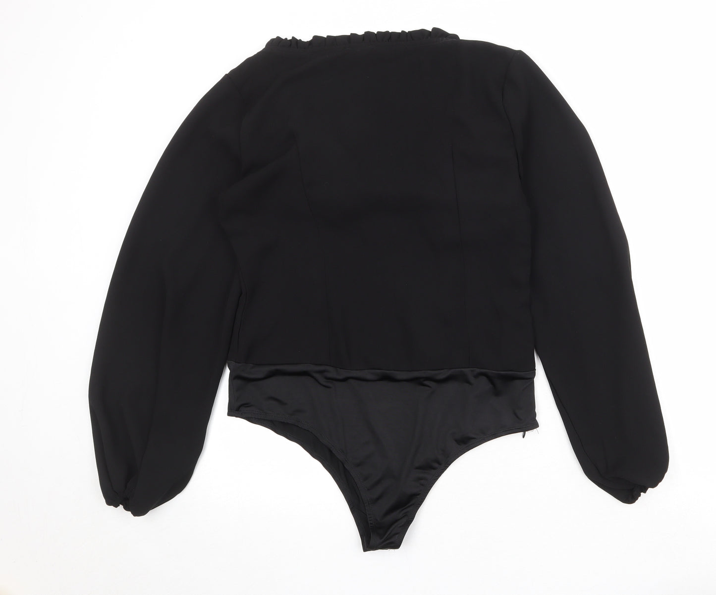PRETTYLITTLETHING Womens Black Polyester Bodysuit One-Piece Size M Zip