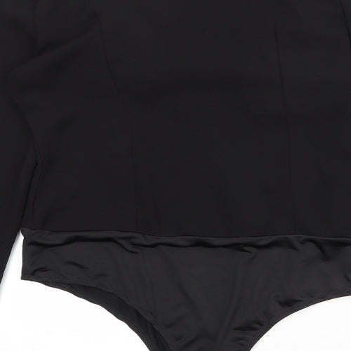 PRETTYLITTLETHING Womens Black Polyester Bodysuit One-Piece Size M Zip