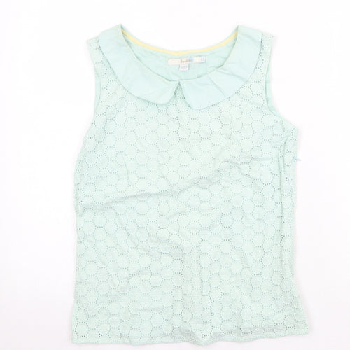 Boden Womens Green Geometric 100% Cotton Basic Tank Size 8 Collared