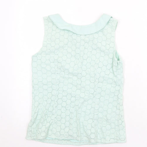 Boden Womens Green Geometric 100% Cotton Basic Tank Size 8 Collared
