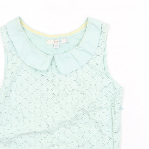Boden Womens Green Geometric 100% Cotton Basic Tank Size 8 Collared