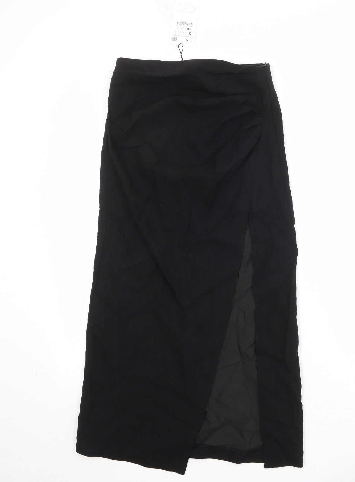 Zara Womens Black Viscose A-Line Skirt Size S Zip