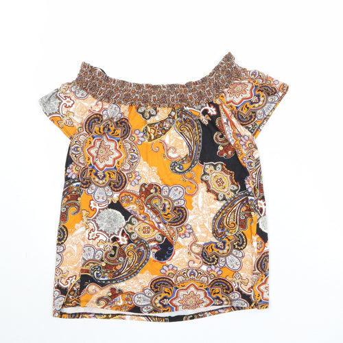 Dorothy Perkins Womens Multicoloured Geometric Viscose Basic Blouse Size 10 Off the Shoulder