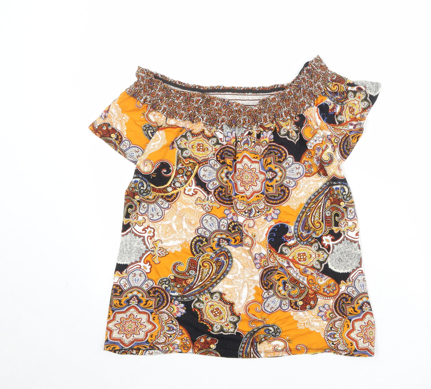 Dorothy Perkins Womens Multicoloured Geometric Viscose Basic Blouse Size 10 Off the Shoulder