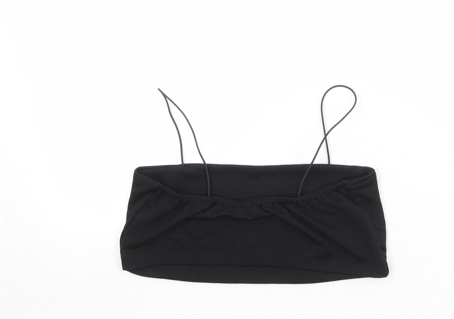 Boohoo Womens Black Polyester Cropped Tank Size 12 Square Neck