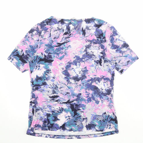 Marks and Spencer Womens Multicoloured Geometric Viscose Basic T-Shirt Size 8 Round Neck