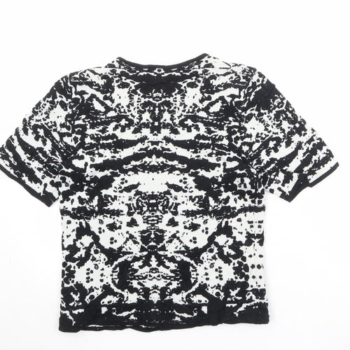 Topshop Womens Black Round Neck Geometric Cotton Pullover Jumper Size 8