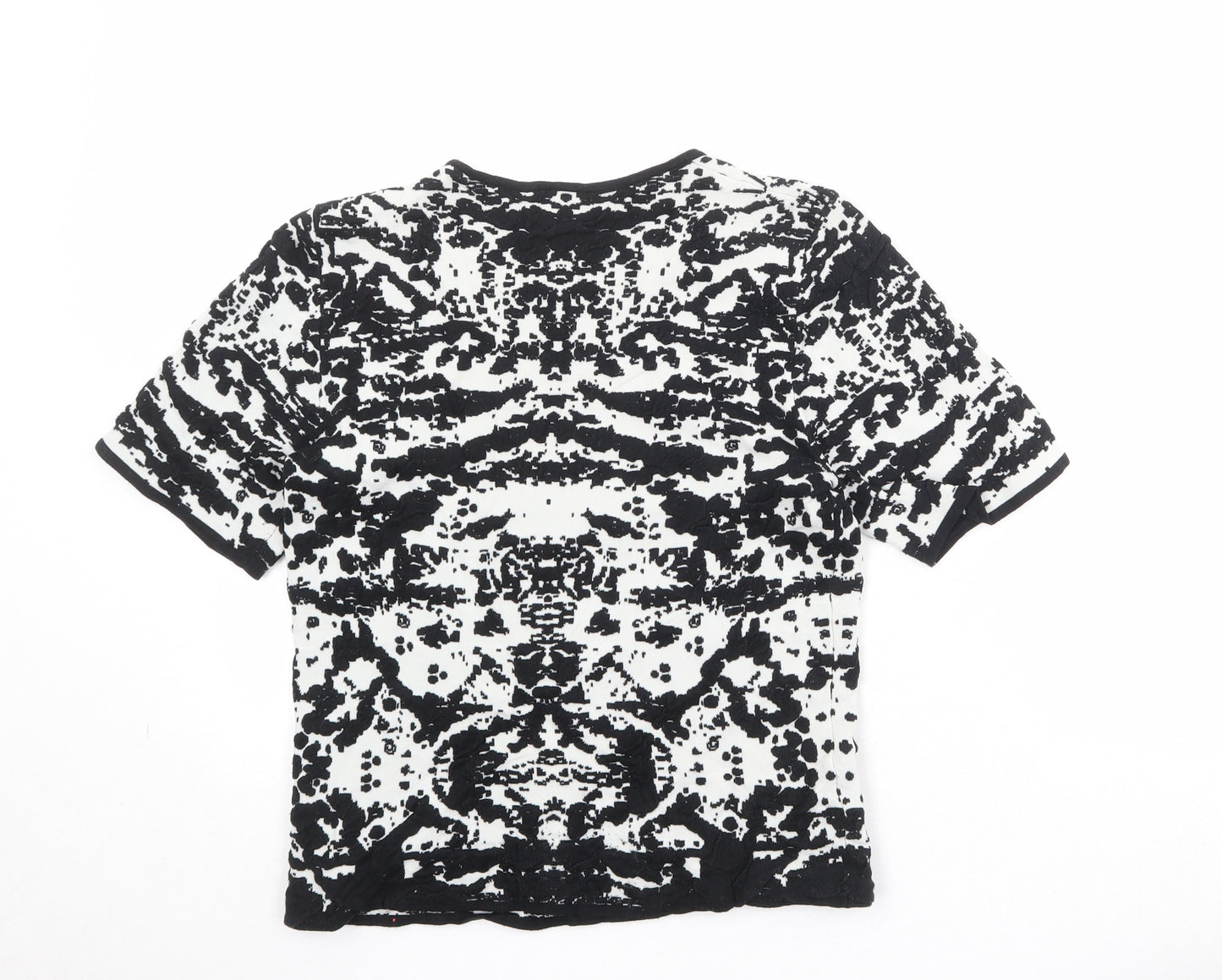 Topshop Womens Black Round Neck Geometric Cotton Pullover Jumper Size 8