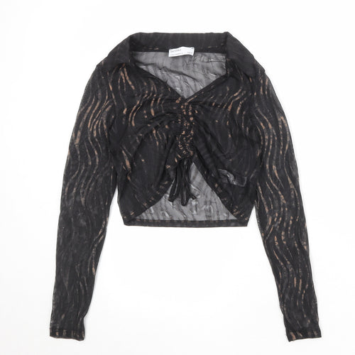 Bershka Womens Black Polyester Basic Blouse Size M Collared