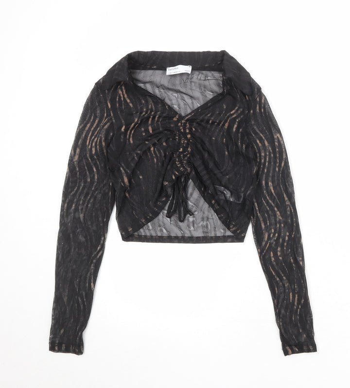 Bershka Womens Black Polyester Basic Blouse Size M Collared
