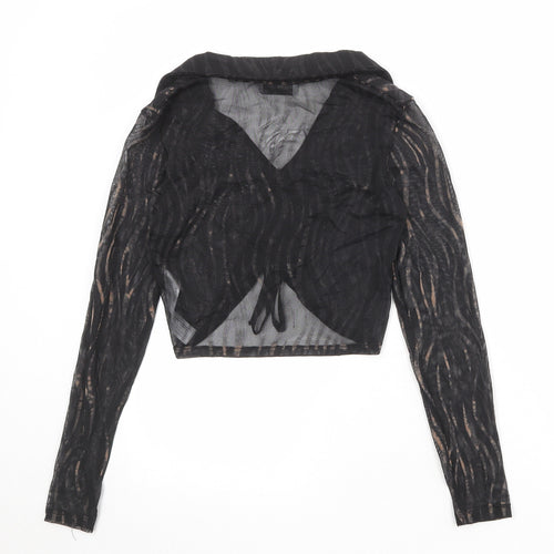 Bershka Womens Black Polyester Basic Blouse Size M Collared