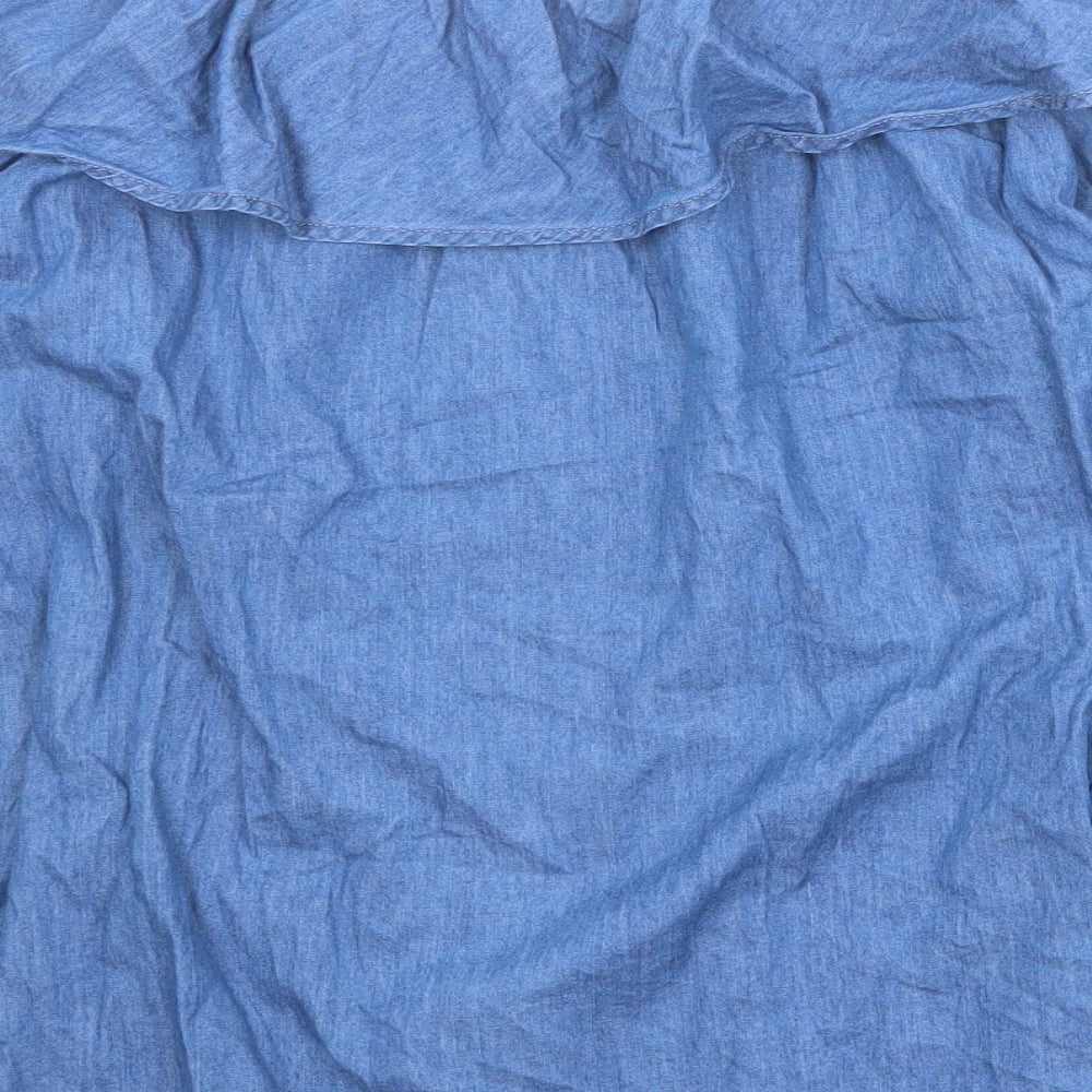 b.young Womens Blue 100% Cotton Basic Blouse Size 16 Off the Shoulder - Size 16/18