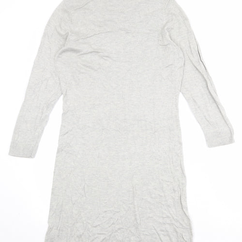 Dorothy Perkins Womens Grey Viscose Jumper Dress Size 12 Round Neck Pullover