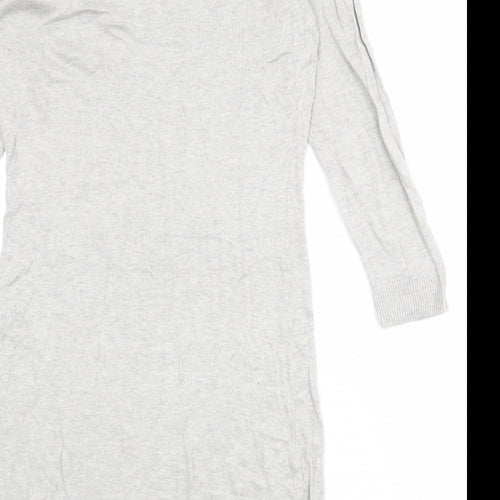 Dorothy Perkins Womens Grey Viscose Jumper Dress Size 12 Round Neck Pullover