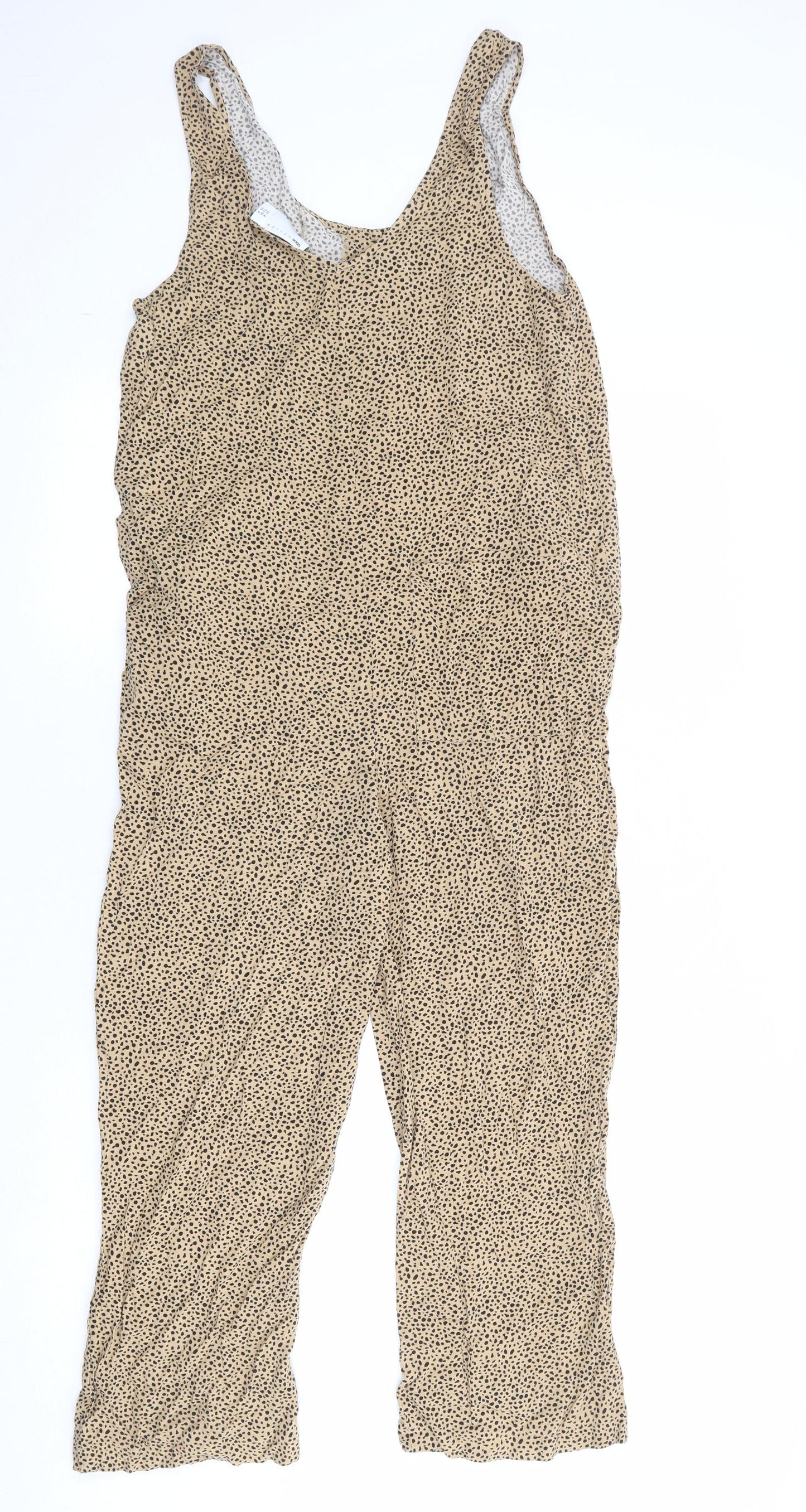 ASOS Womens Brown Animal Print Viscose Jumpsuit One-Piece Size 8 Button