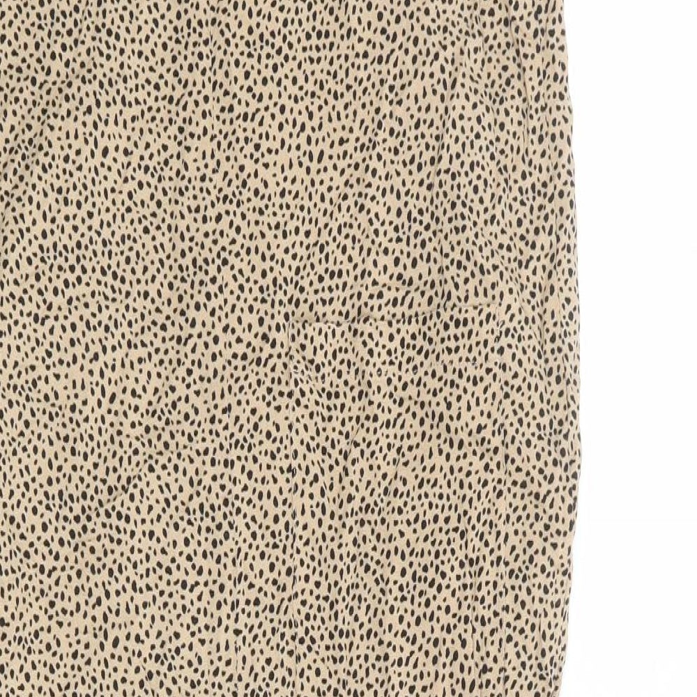 ASOS Womens Brown Animal Print Viscose Jumpsuit One-Piece Size 8 Button
