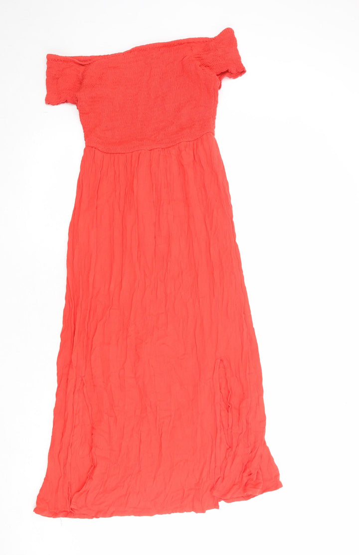 River Island Womens Red Viscose Trapeze & Swing Size 8 Off the Shoulder Pullover