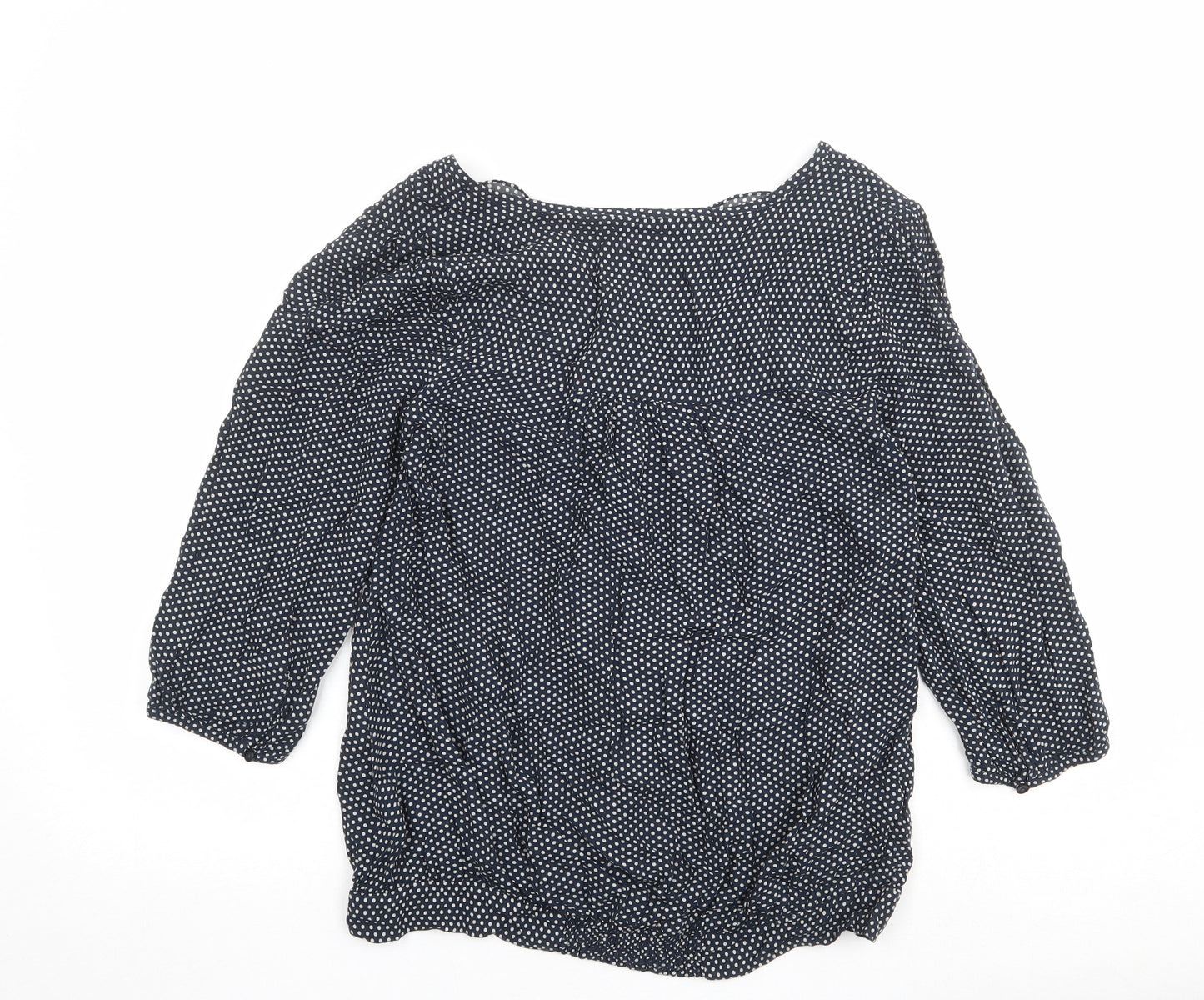 NEXT Womens Blue Polka Dot Viscose Basic Blouse Size 10 V-Neck