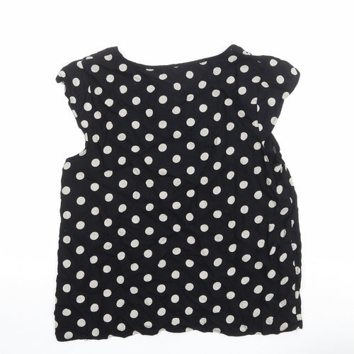 dusk Womens Black Polka Dot Viscose Basic Blouse Size M Boat Neck