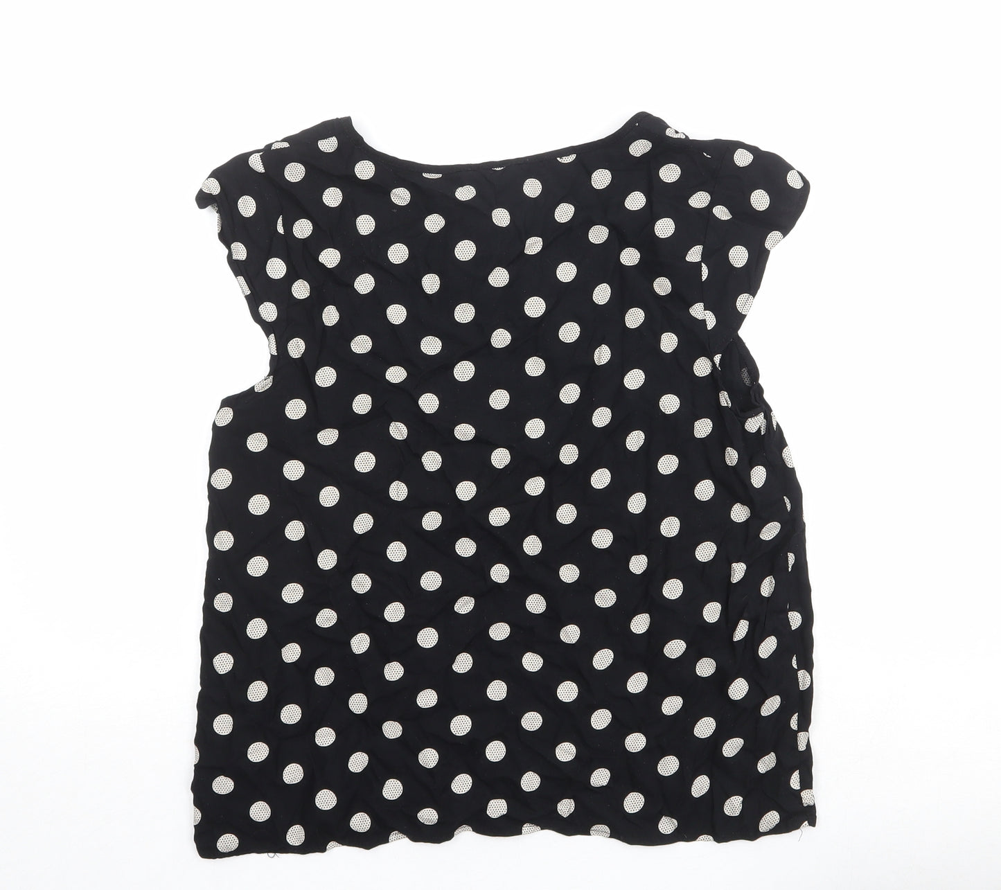 dusk Womens Black Polka Dot Viscose Basic Blouse Size M Boat Neck