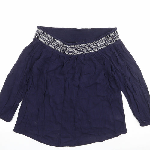 Gap Womens Blue Viscose Basic Blouse Size S Off the Shoulder