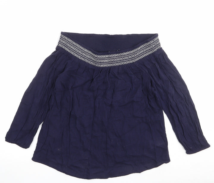 Gap Womens Blue Viscose Basic Blouse Size S Off the Shoulder