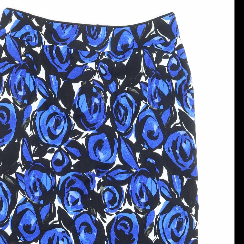 Marks and Spencer Womens Multicoloured Floral Viscose A-Line Skirt Size 8 Zip