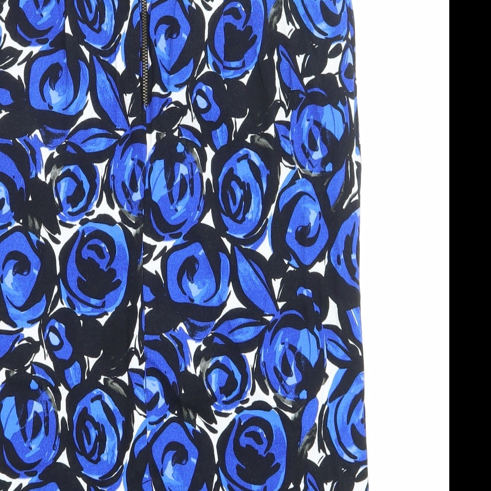 Marks and Spencer Womens Multicoloured Floral Viscose A-Line Skirt Size 8 Zip