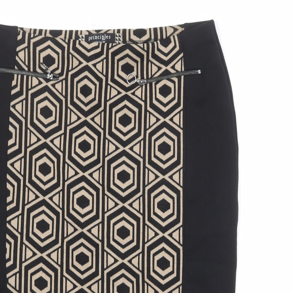 Principles Womens Black Geometric Polyester Straight & Pencil Skirt Size 12