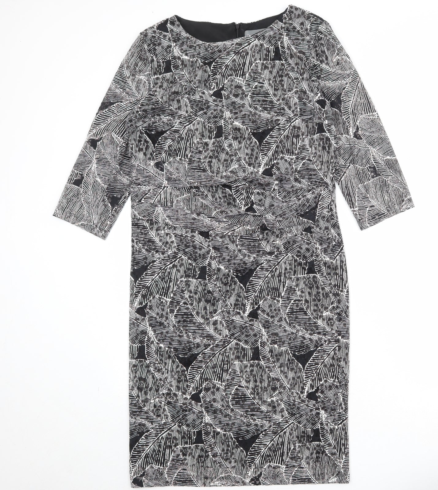 Phase Eight Womens Black Geometric Polyester Shift Size 18 Round Neck Zip