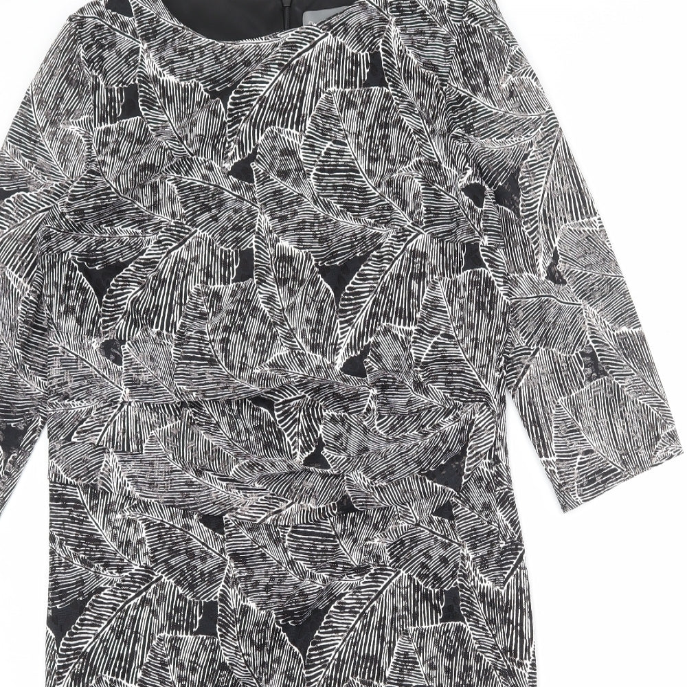 Phase Eight Womens Black Geometric Polyester Shift Size 18 Round Neck Zip