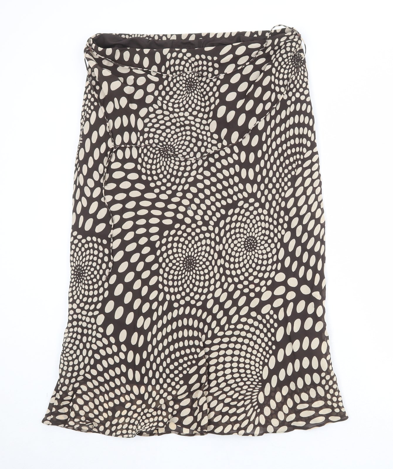 Marks and Spencer Womens Brown Geometric Viscose Swing Skirt Size 18