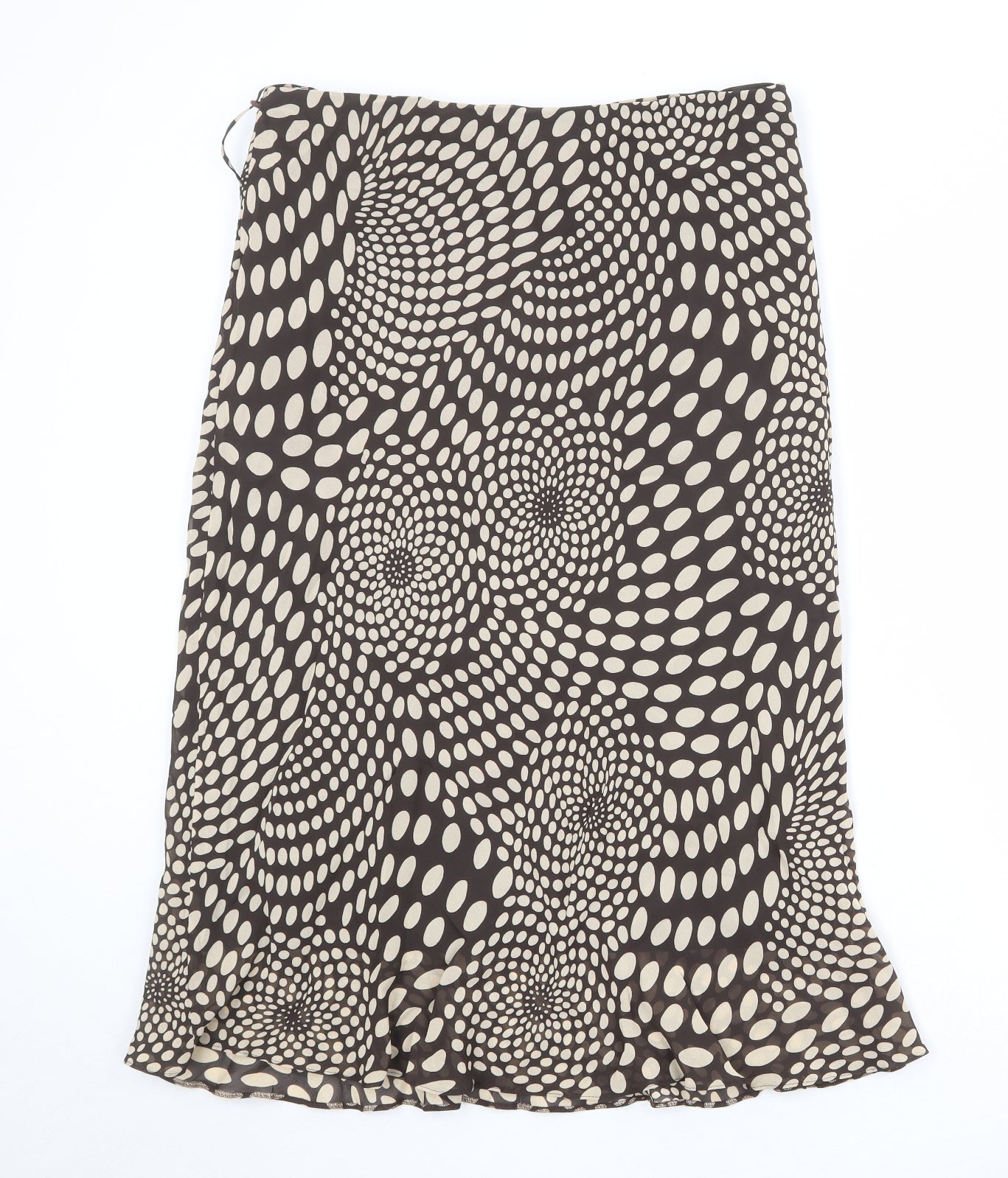 Marks and Spencer Womens Brown Geometric Viscose Swing Skirt Size 18