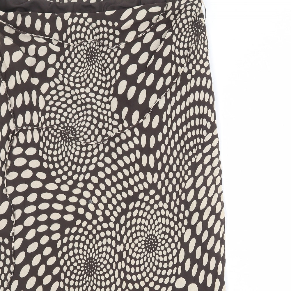 Marks and Spencer Womens Brown Geometric Viscose Swing Skirt Size 18