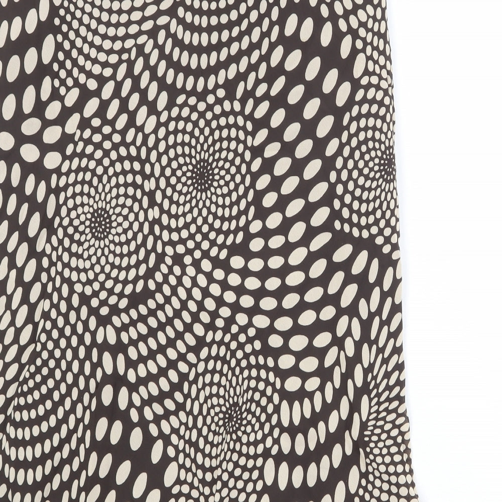 Marks and Spencer Womens Brown Geometric Viscose Swing Skirt Size 18